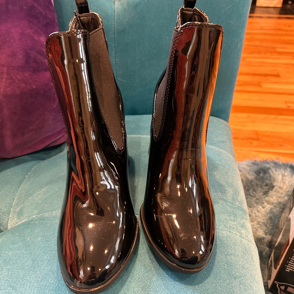 Black Patent Leather Ankle Boots